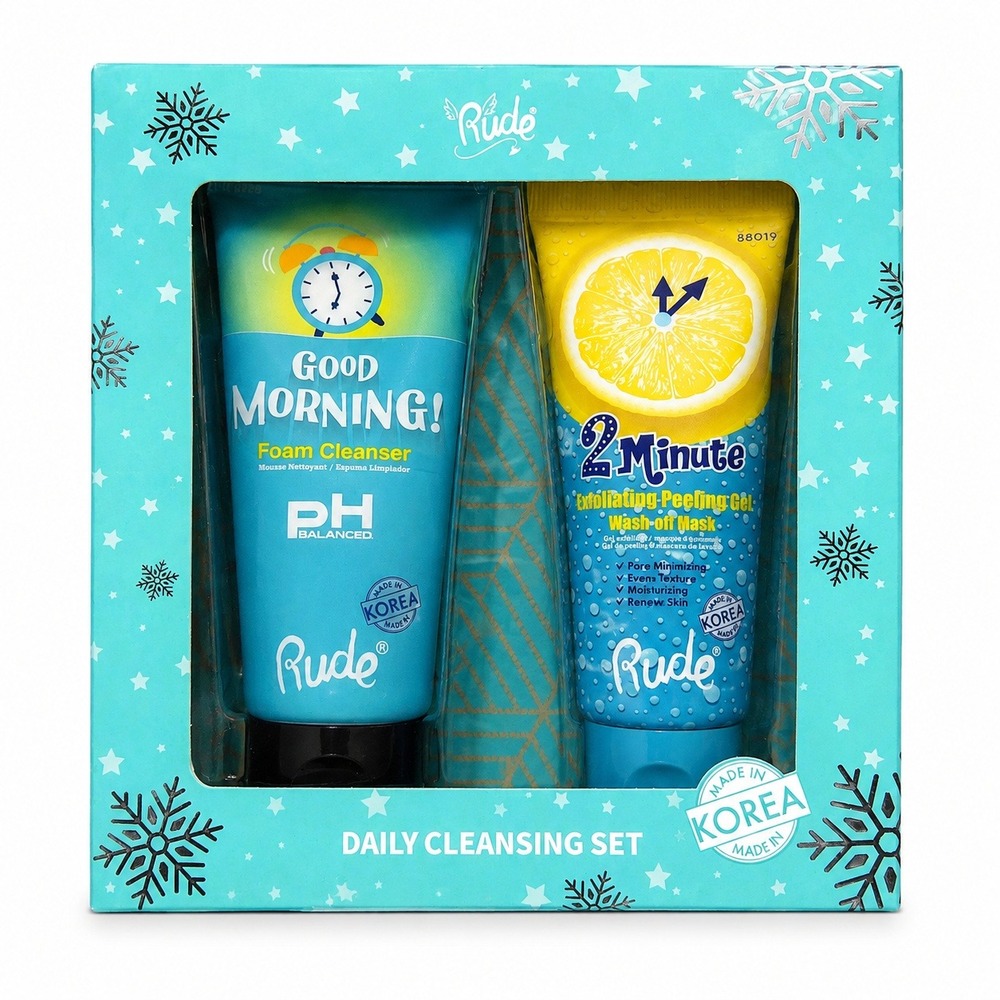 Rude Cosmetics Daily Cleansing Set: Foam Cleanser + 2 Minute Peeling Gel